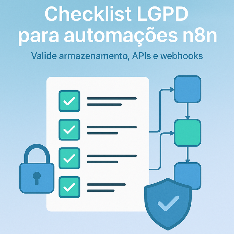 Checklist LGPD para automações n8n: valide armazenamento, APIs e webhooks