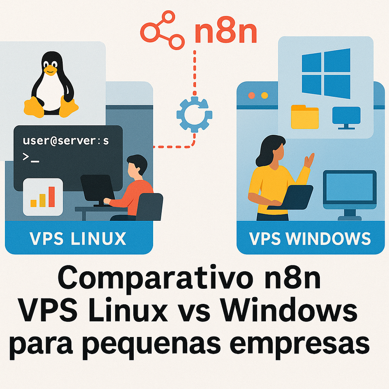 Comparativo n8n VPS Linux vs Windows para pequenas empresas