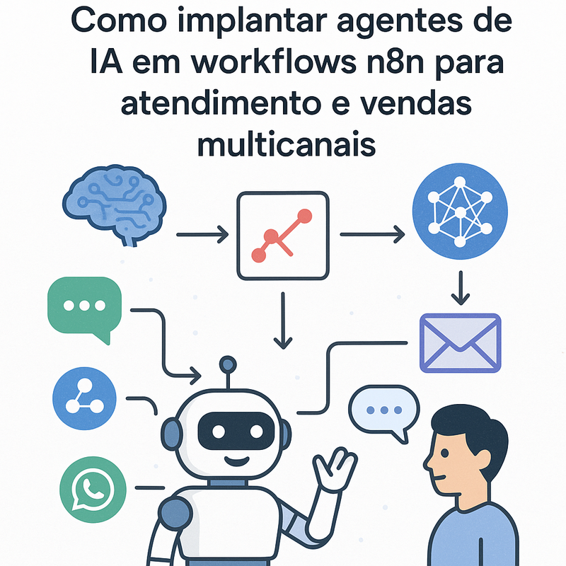 Como implantar agentes de IA em workflows n8n para atendimento e vendas multicanais