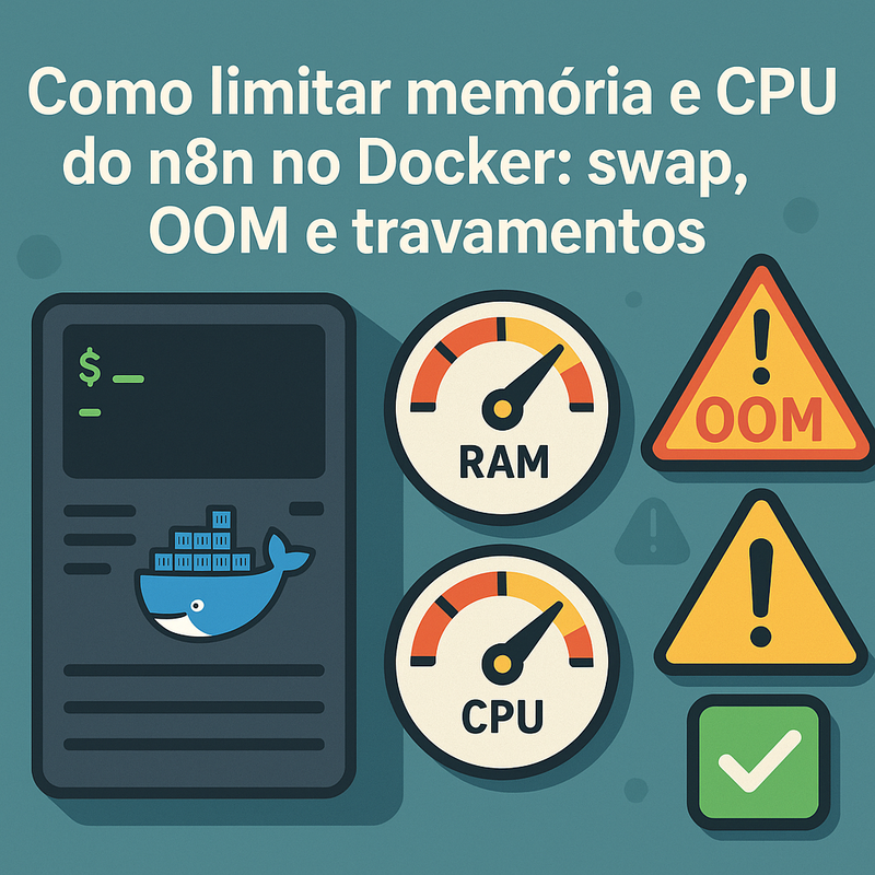 Como limitar memória e CPU do n8n no Docker: swap, OOM e travamentos